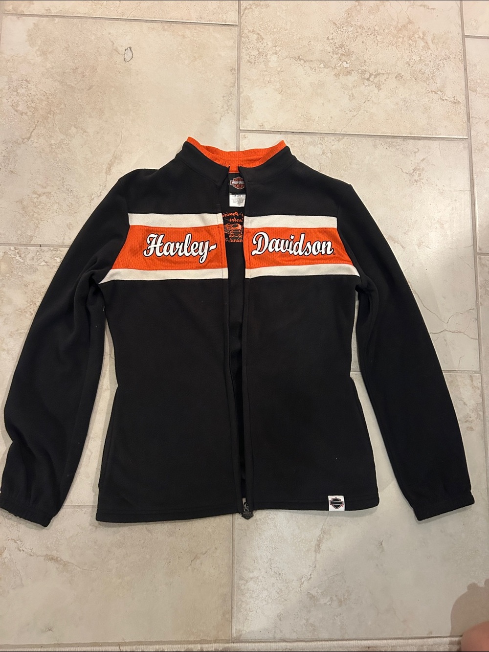 Harley-Davidson Black, Orange & White Women's Zip-Up Jacket